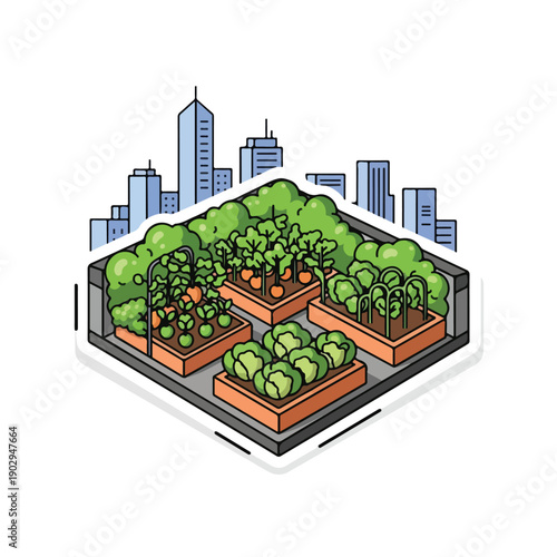 A rooftop garden on a city block