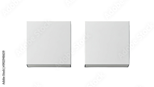 Two simple, clean white squares side by side against a stark black background