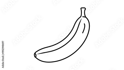 Simple minimalist line art illustration of a ripe banana fruit perfect for coloring books or