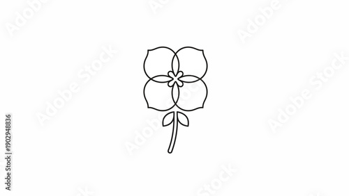 Elegant minimalist line art flower drawing with four petals and delicate stem design perfect for
