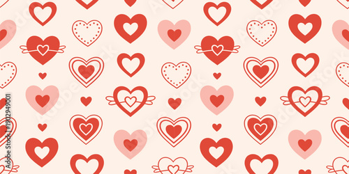 Minimalist heart pattern with wings and concentric circles for valentines