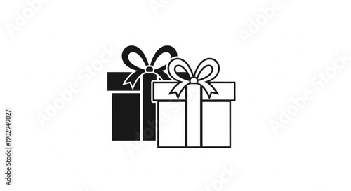 Gift Boxes: Two elegantly rendered gift boxes, one in a dark hue and the other in a light hue, symbolize the essence of giving.