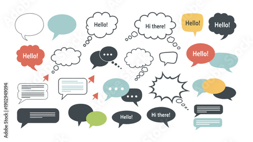 Colorful Speech Bubble and Chat Box Collection – Vector Elements Ideal for Social Media, Messaging, and Communication Design