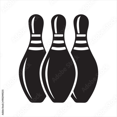 Set of bowling pins silhouette black vector white background