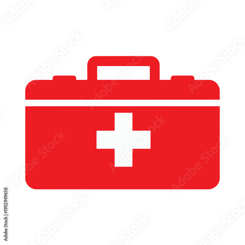 Red First Aid Kit Icon Illustration.