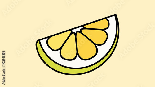 Refreshing and Bright Lemon or Lime Slice Minimalist Cartoon Vector Illustration Design