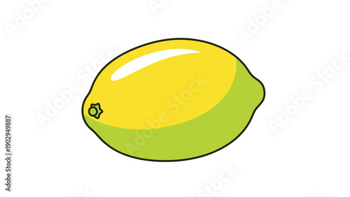 A vibrant cartoon illustration of a fresh lime or lemon showcasing its bright yellow and green hues