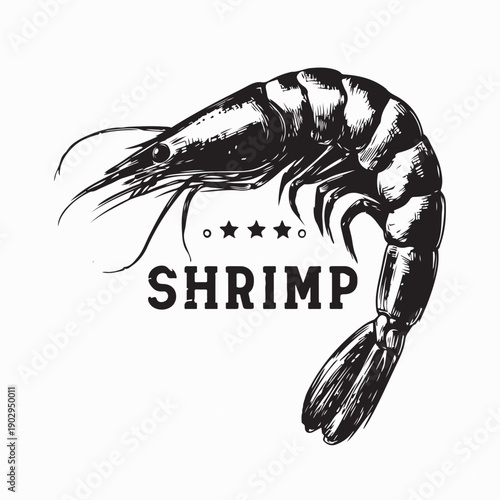 Shrimp Seafood Menu Logo Vector Isolated on White Background