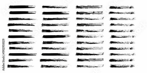 Abstract arrangement of black textured brush strokes in a grid pattern