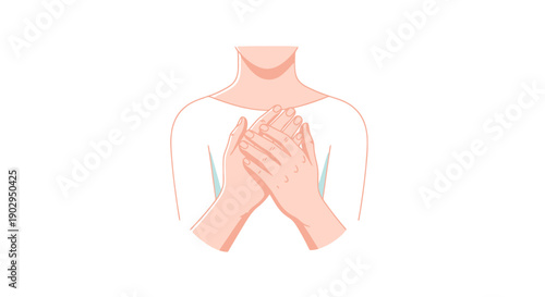 Human Torso With Gently Clasped Hands Over Heart Area Symbolizing Care Compassion Empathy And Warmth