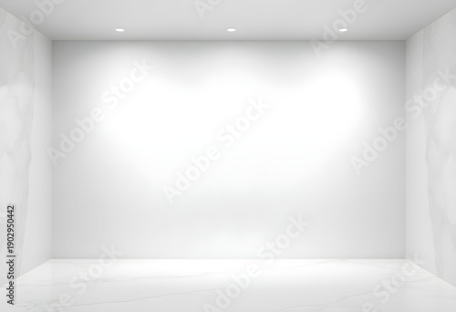 Wallpaper Mural Empty white room with a glossy floor and subtle lighting from recessed ceiling spots viewed from a straight-on perspective Torontodigital.ca