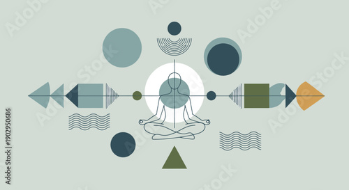 Abstract Geometric Harmony Human Figure Meditation Symmetry Balance Conceptual Art Background