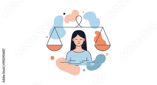 Balanced Scales Holding Woman Symbolizing Fairness and Impartiality Conceptual Theme