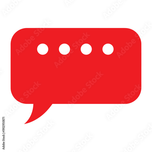Red Speech Bubble Icon with White Dots.