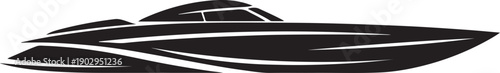 Racing Boat Silhouette Side View Elongated Dynamic Hull