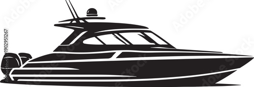 Tourist Speed Boat Silhouette Side View Leisure Vessel