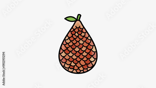 Minimalist vector illustration of a unique scaly fruit design on a clean white backdrop