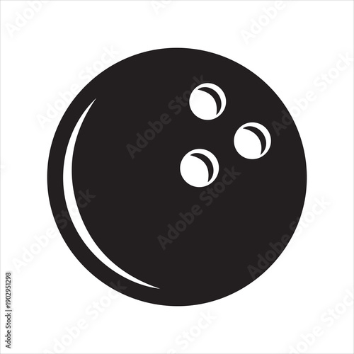 A simple black bowling ball graphic with finger holes silhouette