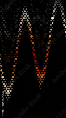 Abstract hexagons digital wave pattern shimmering particles motion ideal for technological backgrounds, modern art installations, or dynamic digital displays.