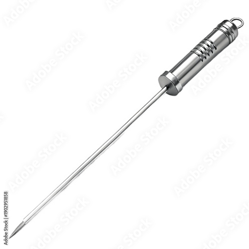 Long extra thin metal skewer for precision cooking