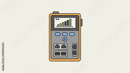 Network signal strength tester device vector illustration showing internet connectivity levels