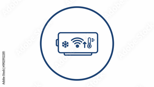 Smart Climate Control System Icon Depicting Wireless Connectivity and Temperature Regulation for