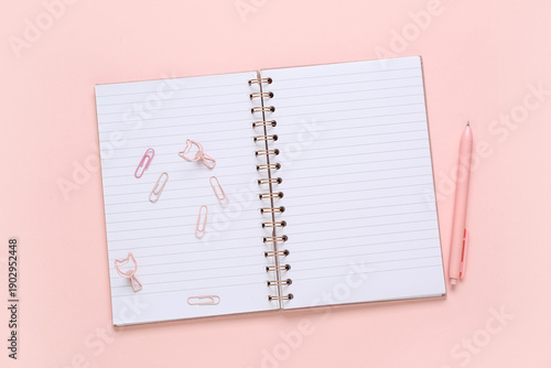 Blank open notebook, paper ...