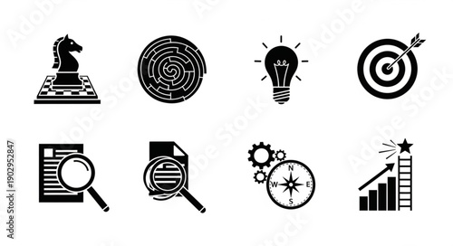 Collection of Business Strategy and Planning Icons.