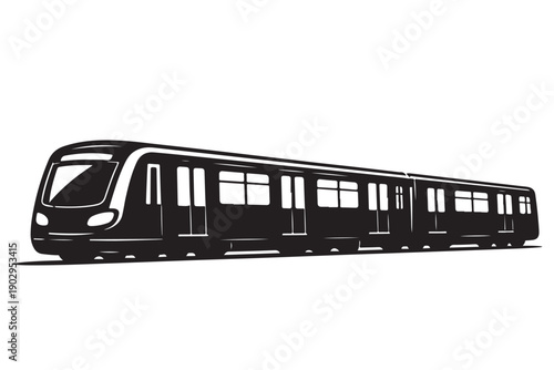 Subway Train Silhouette Side View Modern Underground Metro