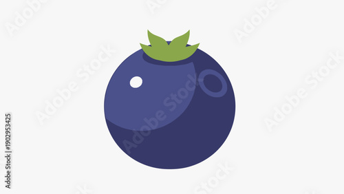 A charming minimalist illustration of a fresh blueberry with bright green leaves perfect for
