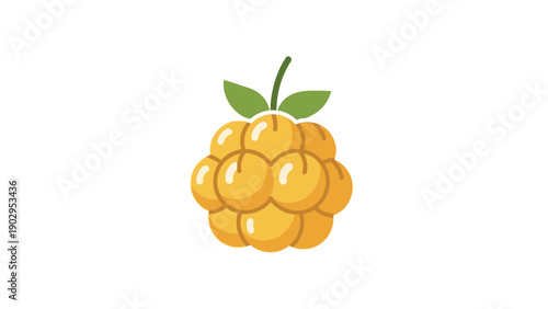 Vibrant Golden Raspberry Illustration Fresh Delicious Fruit Cartoon Icon Design Simple Berry Graphic