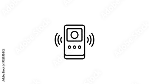 Smart home device icon with wireless signal waves illustrating communication technology