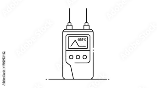 Minimalist line art illustration of an electronic multimeter for diagnostic measurements