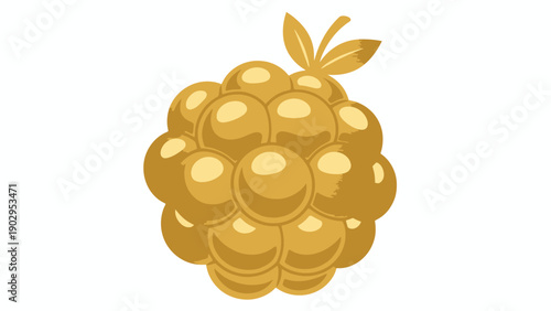 Shiny golden fruit illustration with delicate leaves symbolizing nature's sweet bounty