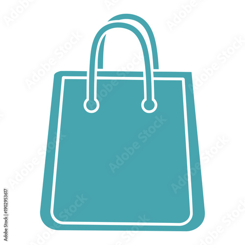 Simple Teal Shopping Bag Icon Illustration.