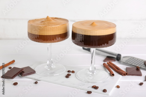 Glasses of tasty espresso m...
