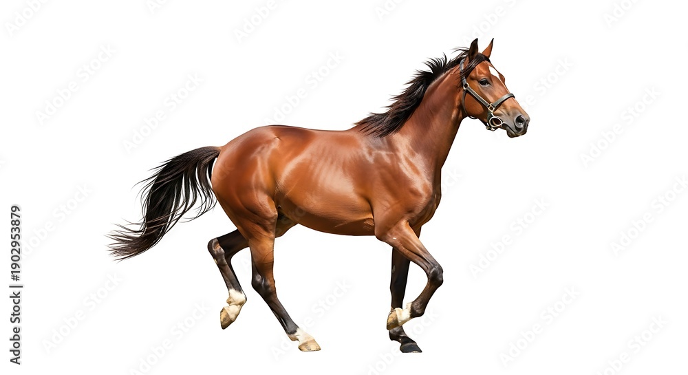 Fototapeta premium Brown Horse Running with Flowing Mane.