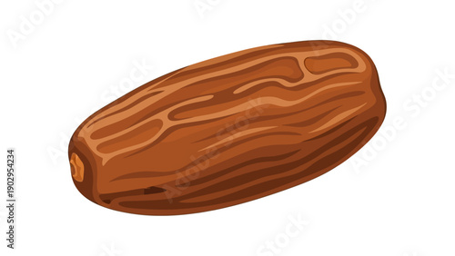 Sweet and Healthy Whole Date Fruit Illustration with Realistic Texture on White Background