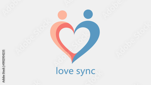 Abstract illustration of two stylized people forming a heart, symbolizing love, unity, and