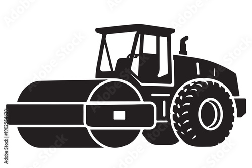 Road Roller Silhouette Side View Cylindrical Compactor Drum