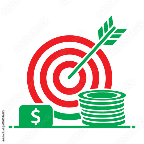 Target with Arrow and Coins Finance Concept.