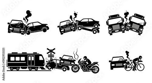 Collection of Car Accidents and Collisions Icons.