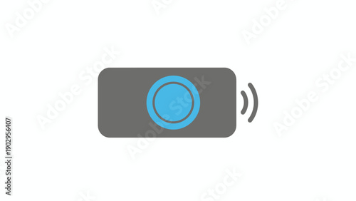 Wireless device icon illustration with central button and signal waves depicting connectivity and