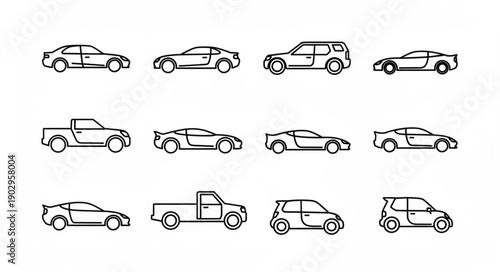 Collection of car outline icons representing different vehicle types.