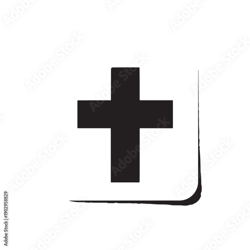 Black Cross symbol Silhouette Vector, High Quality Illustration on White Background