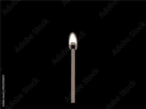 Burning Matchstick with Realistic Flame Vector