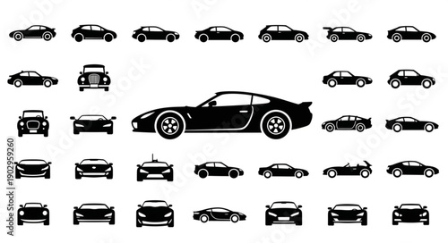 Collection of Car Silhouettes Showing Different Models.