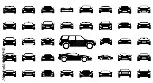 Collection of Car Silhouettes Various Models and Types.