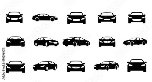 Collection of car silhouettes in various views and styles.