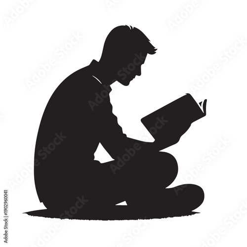 Black Bible reading Silhouette Vector, High Quality Illustration on White Background